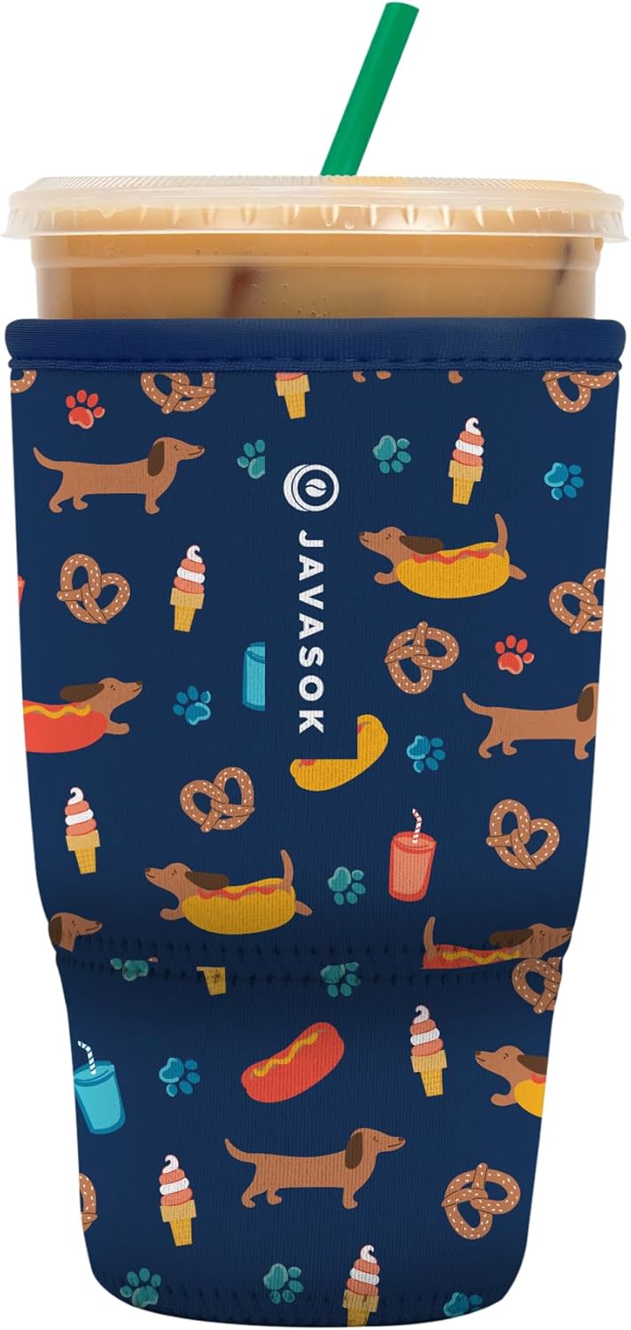 Sok It JavaSok Iced Coffee & Cold Soda Insulated Neoprene Cup Sleeve (Hot Dawgs, Large: 30-32oz)