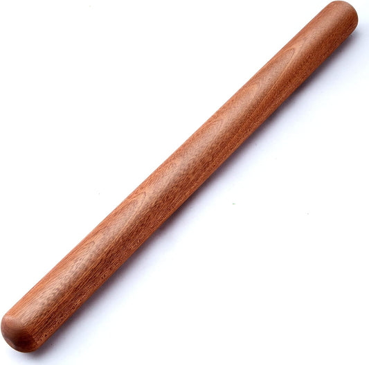 Aisoso French Rolling Pin, 17.7 Inches Wood Rolling Pin for Baking Extra Long Thickened, Classic Wooden Dough Roller for Fondant Pizza Pie Crust Cookie Pastry, Essential Kitchen Utensil, Brown
