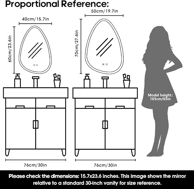 16x24 LED Bathroom Mirror with Lights Irregular, Lighted Bathroom Vanity Mirror - Image 5