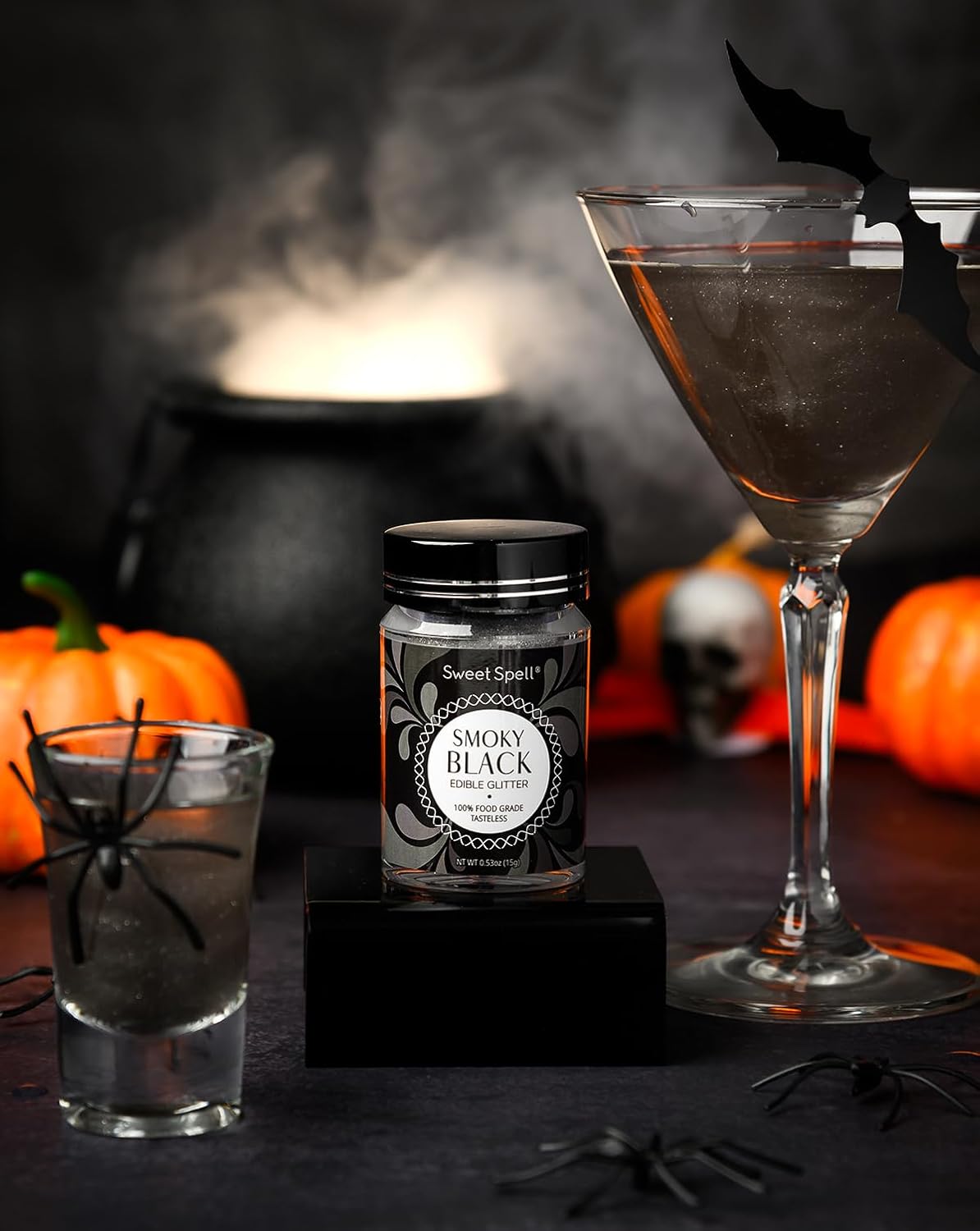 Sweet Spell Edible Glitter (15g) - Shimmer Sparkles for Drinks, Cakes, Cocktails - 100% Edible & Food Grade Glitter, Vegan, Gluten-Free (Black)