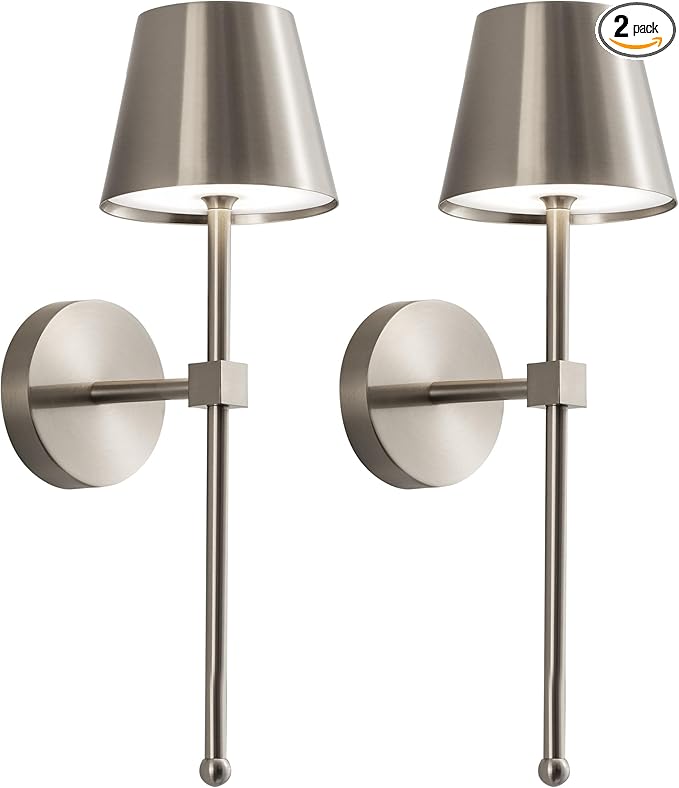KDG Cordless Wall Sconces Set of 2, Wireless 5200mAh Rechargeable Battery LED by KDG
