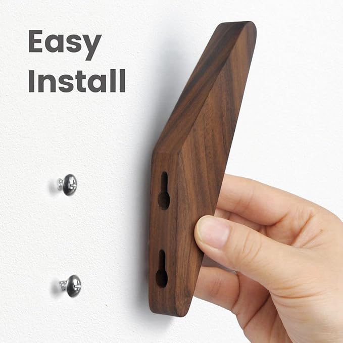 COCOYA 4Pack Wood Hooks Wall Mounted, Minimalist Easy Install Natural Real - Image 3