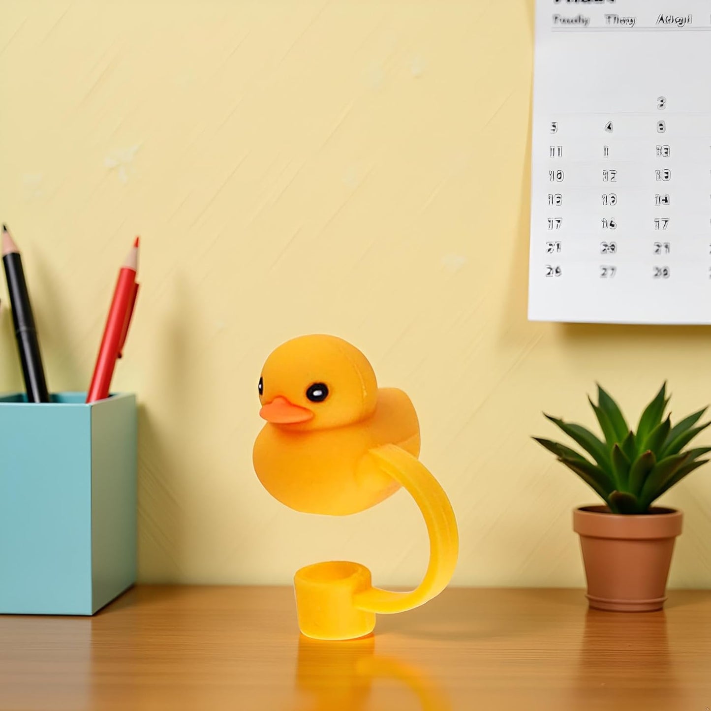 4Pcs Yellow Duck Shape Cute Cartoon Straw Silicone Straw Plug, Straws Decorative Cap Staw Tips Bottle Accessories Kitchen Utensils and Gadgets