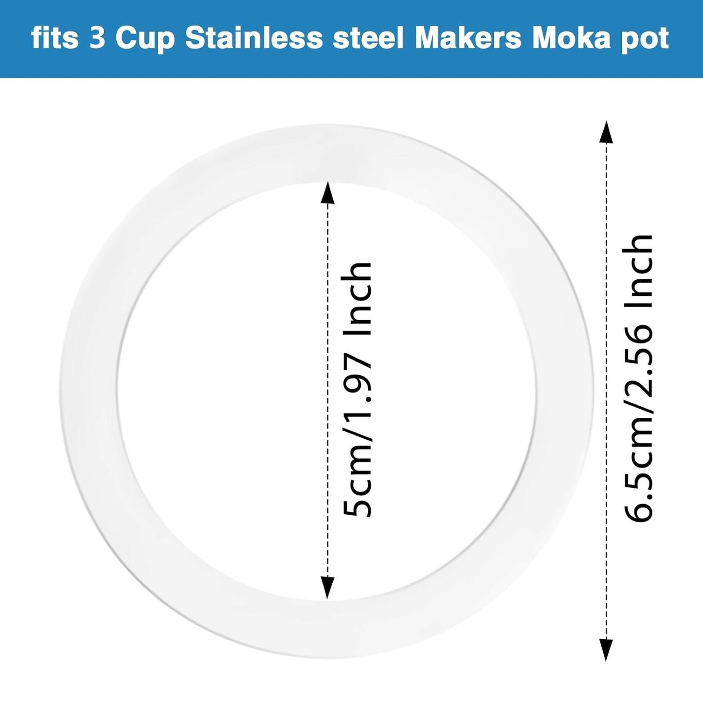 Moka Express Replacement Funnel Kit, 3 Packs Gasket Seals, 1 Stainless Steel Funnel with 1 Pack Stainless Filter (3-Cup)