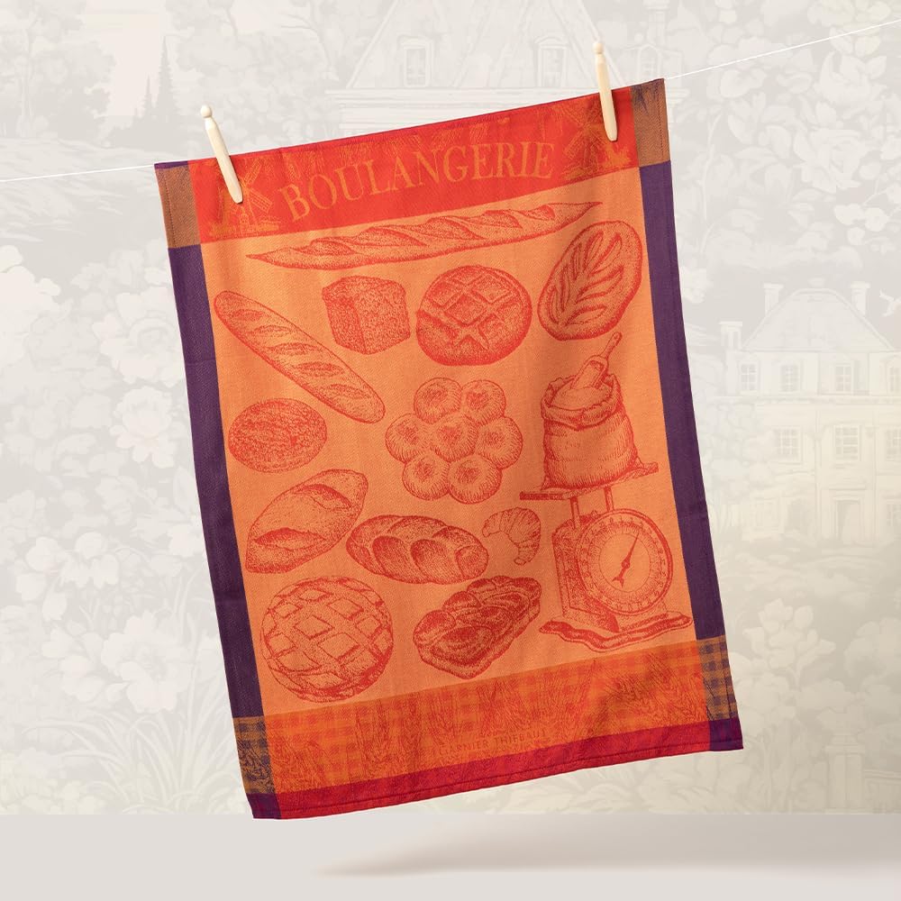Garnier Thiebaut Boulangerie Moulin Ambre (Moulin Amber Bakery) French Kitchen Towel 22"x30", Cotton, Jacquard