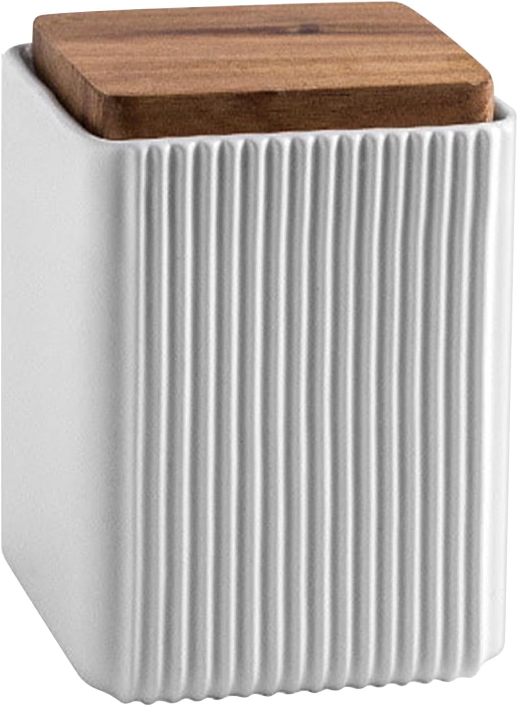 Ceramic Storage Jars Modern Elegant Highly Polished Airtight Storage Canisters with Lid Whiteware Food Stroage Jar for Kitchen Spice Tea Vanilla Sugar Coffee Beans (White-750ML)