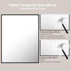 LOAAO 28"X36" Black Rectangle Bathroom Mirror Wall, Matte Black Aluminum Alloy - Image 5