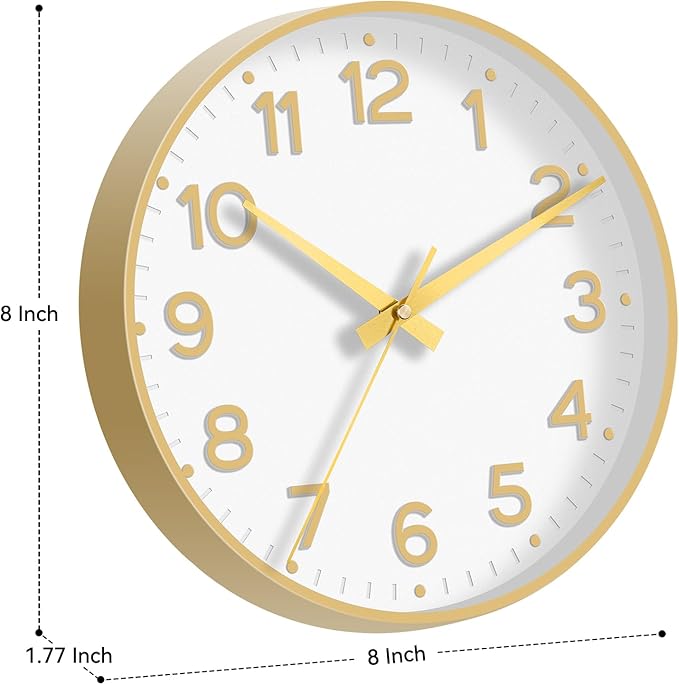 Roymnie Wall Clock, Silent Wall Clocks Battery Operated 8 Inch-Modern Non - Image 3