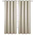 LEMOMO Blackout Curtains 52 x 90 Inch Long Light Beige Curtains Set of 2 Panels - Image 2
