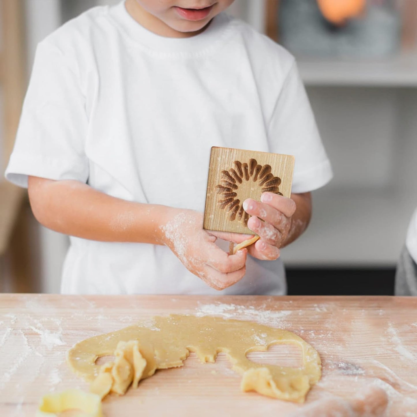Wooden Cookie Biscuit Mold, 3D Baking Mold, Embossing Craft Decorating Baking Tool, Suitable for Halloween Thanksgiving Christmas Kitchen DIY (Shape B 10 * 10 * 2)