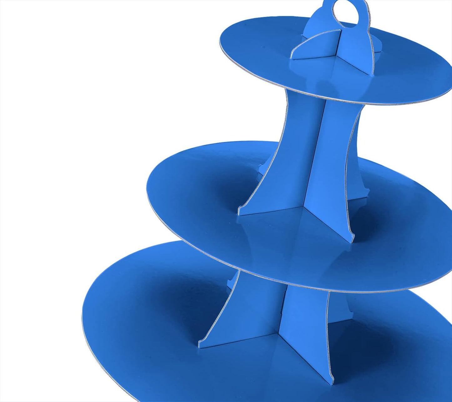 3-Tier Cupcake Stand, Cake Stand holder, Tiered DIY Cupcake Stand Tower for Dessert Table Displays, Birthday Theme Party Favors Decoration, Floral Tea Party, 12" W x 12.8" H, Blue