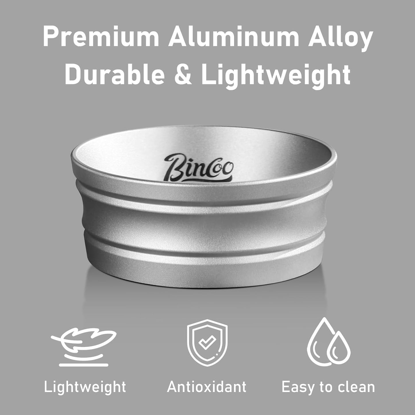 Bincoo Espresso Dosing Funnel 58mm,More Tall Magnetic Aluminum Alloy Portafilter Funnel Ring for Zero Mess Portafilter, Anti-Splash Wide Mouth Coffee Grounds Dosing Tool for Espresso Machine(Silver)