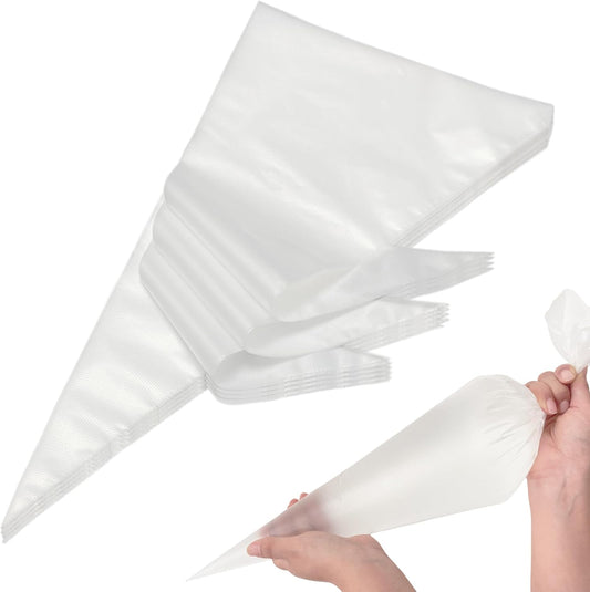 100Pack Disposable Pastry Bags, 16 Inch Clear Thick Plastic Anti-Burst Pastry Icing Frosting Piping Bags For Decorating Cupcakes Cakes Cookies
