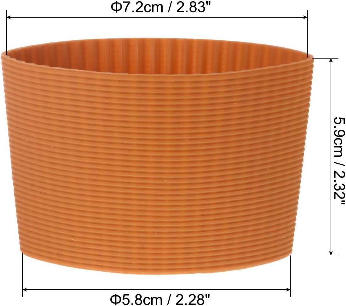 uxcell 3Pcs Coffee Cup Sleeve, Silicone Cup Sleeve Non-slip Glass Water Bottle Mug Sleeves Brown
