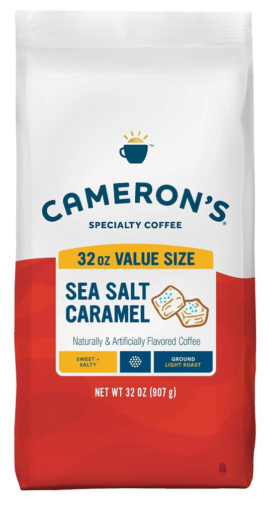 Cameron's Coffee Roasted Ground Coffee Bag, Flavored, Sea Salt Caramel, 32 Ounce