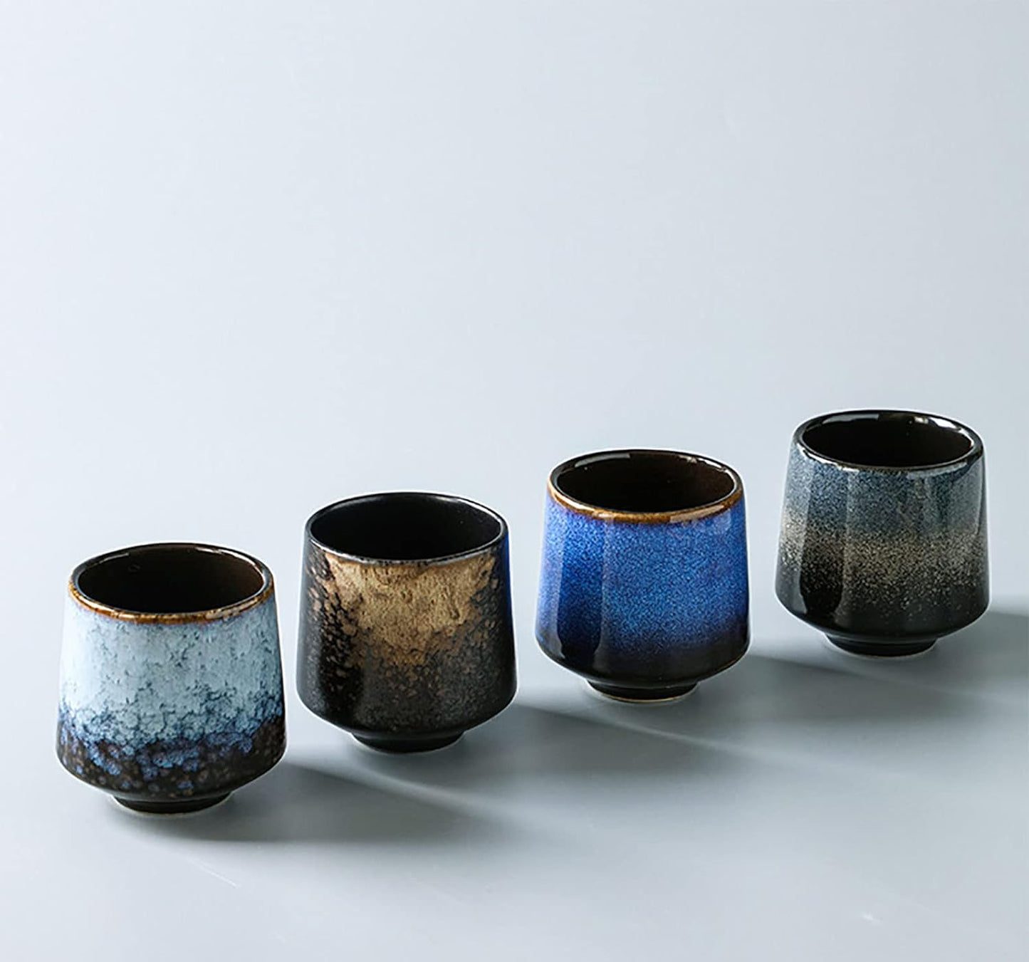 Ceramic Tea Cup, Kung Fu Tea Set, Coffee Cup, Yerba Mate Tea Set 4 piece Ceramic Companion Cup Set, Espresso Coffee Cup, Tea Cup (Gradient color)