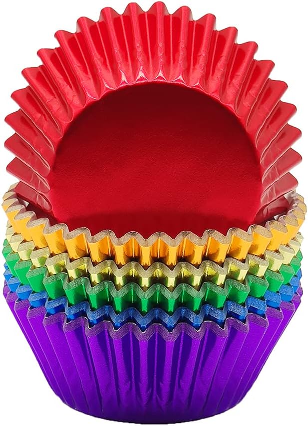 Rainbow 6 Bright Colors Standard Cupcake Liners Muffin Foil Paper Baking Cups, 120-Count