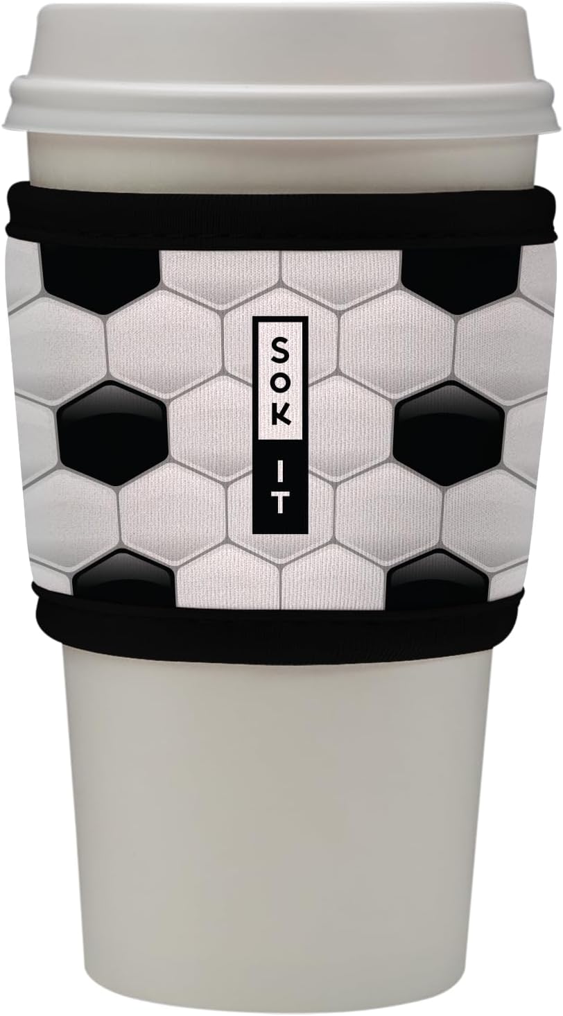 Sok It HotSok Coffee & Tea Reusable Insulated Neoprene Cup Sleeve (Soccer)