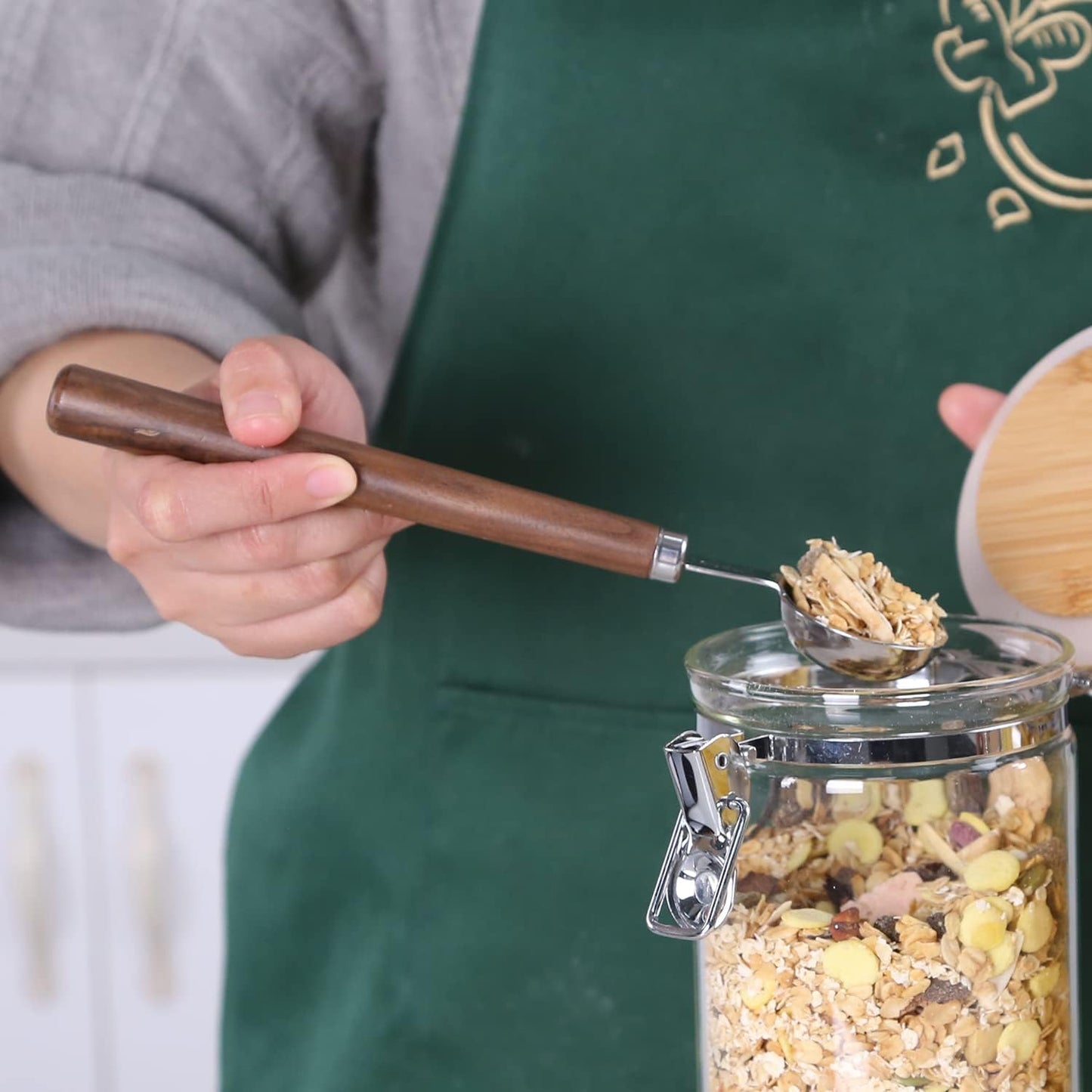 KKC HOME ACCENTS Wooden Long Handle Coffee Scoop - 1 tbsp, 9.17 inch