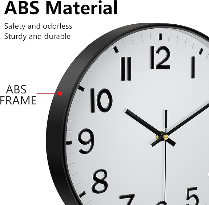 Modern Wall Clock, 10 Inch Digital Wall Clocks Battery Operated, Round Non - Image 6