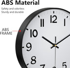 Black Wall Clock, 8 Inch Wall Clocks Battery Operated, Round Modern Non Ticking - Image 6