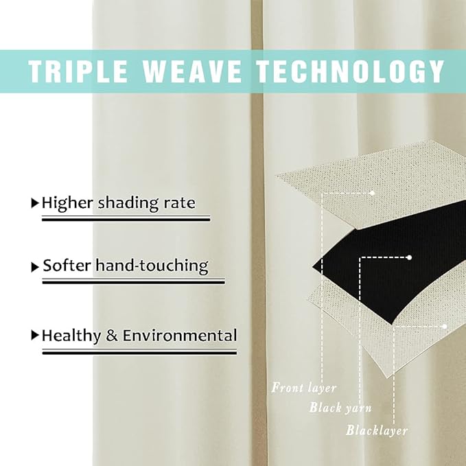 NICETOWN Warm Curtains for Winter, Bedroom Full Blackout Curtain Panels - Image 6