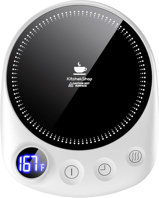 Coffee Mug Warmer - Fastest Heating & Highest Temperature, Coffee Cup Warmer for Desk Auto Shut Off, 4 Temp Settings & 1-12H Timer, Smart Electric Beverage Warmer for Coffee Candle (White)