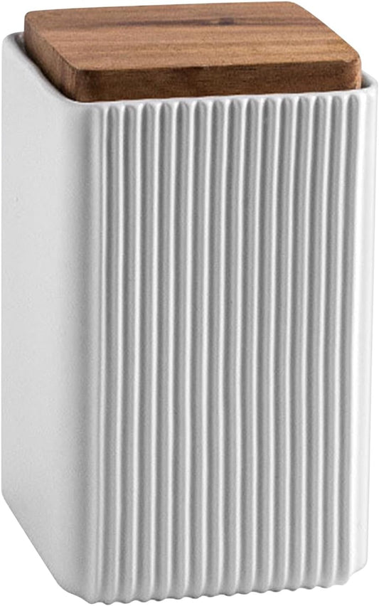 Ceramic Storage Jars Modern Elegant Highly Polished Airtight Storage Canisters with Lid Whiteware Food Stroage Jar for Kitchen Spice Tea Vanilla Sugar Coffee Beans (White-1000ML)