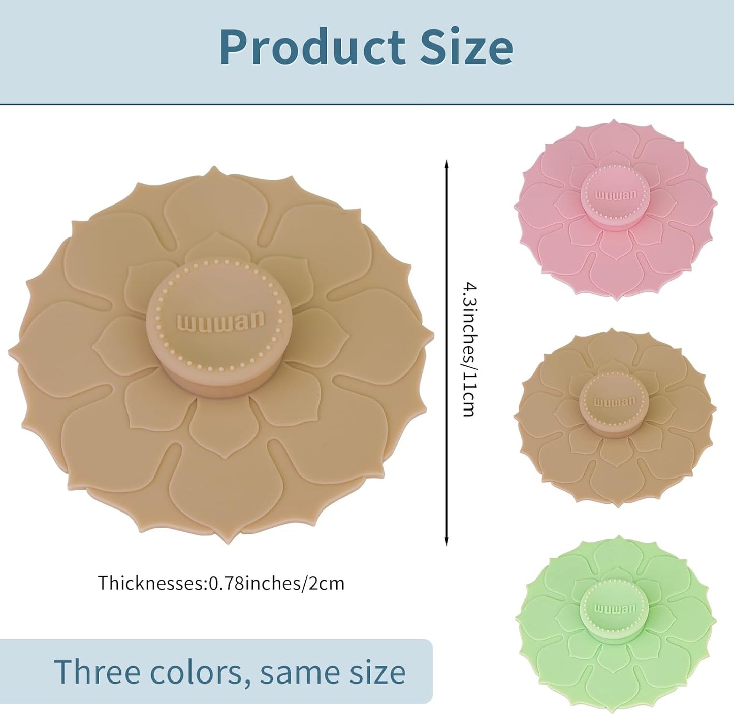 Silicone Cup Covers 4.1 Inch Reusable Silicone Mug and Cup Lids Suction Seal Lid Caps to Keep Drink Warm or Cold for Steeping Coffee Tea And Drink Cover (wuwan flower 3pcs, 3)