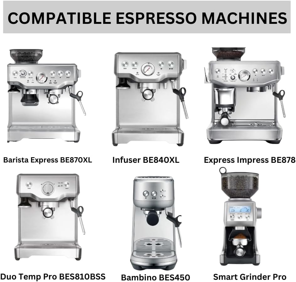 54mm Bottomless Portafilter 3 Ears ABS Handle – Fits Breville Barista Express, Bambino, Impress, Duo Temp Pro and Infuser – Includes 18g Filter Basket Hands-Free Dosing Funnel & 1.7mm Puck Screen