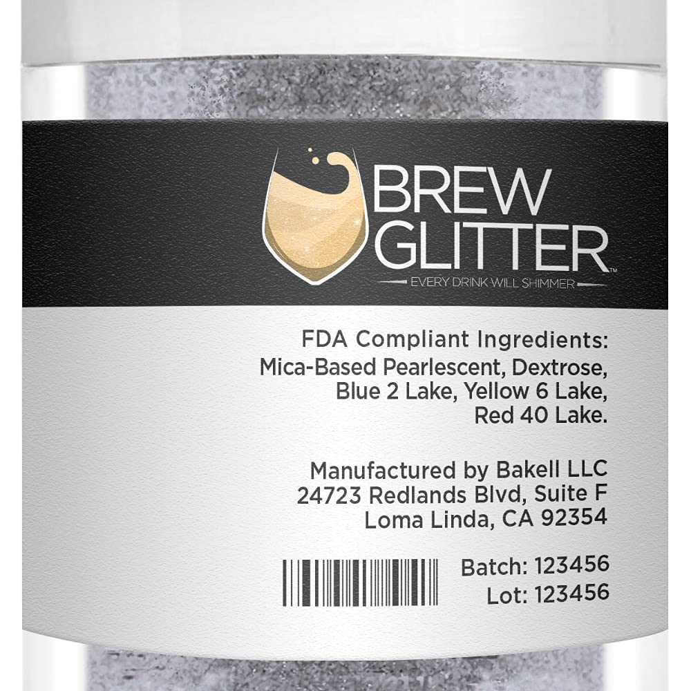 Silver BREW GLITTER Edible Glitter For Drinks, Cocktails, Beer, Garnish Glitter & Beverages | KOSHER & HALAL Certified | 100% Edible & Food Grade | Vegan, Gluten, Nut Free (25g, Silver)