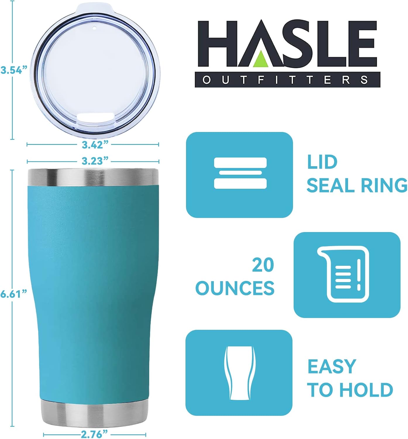 HASLE OUTFITTERS 20 oz Tumbler Bulk, Stainless Steel Tumblers with Lid, Vacuum Insulated Tumbler, Double Wall Powder Coated Cup, coffee mugs, Sky Blue, 6 Pack