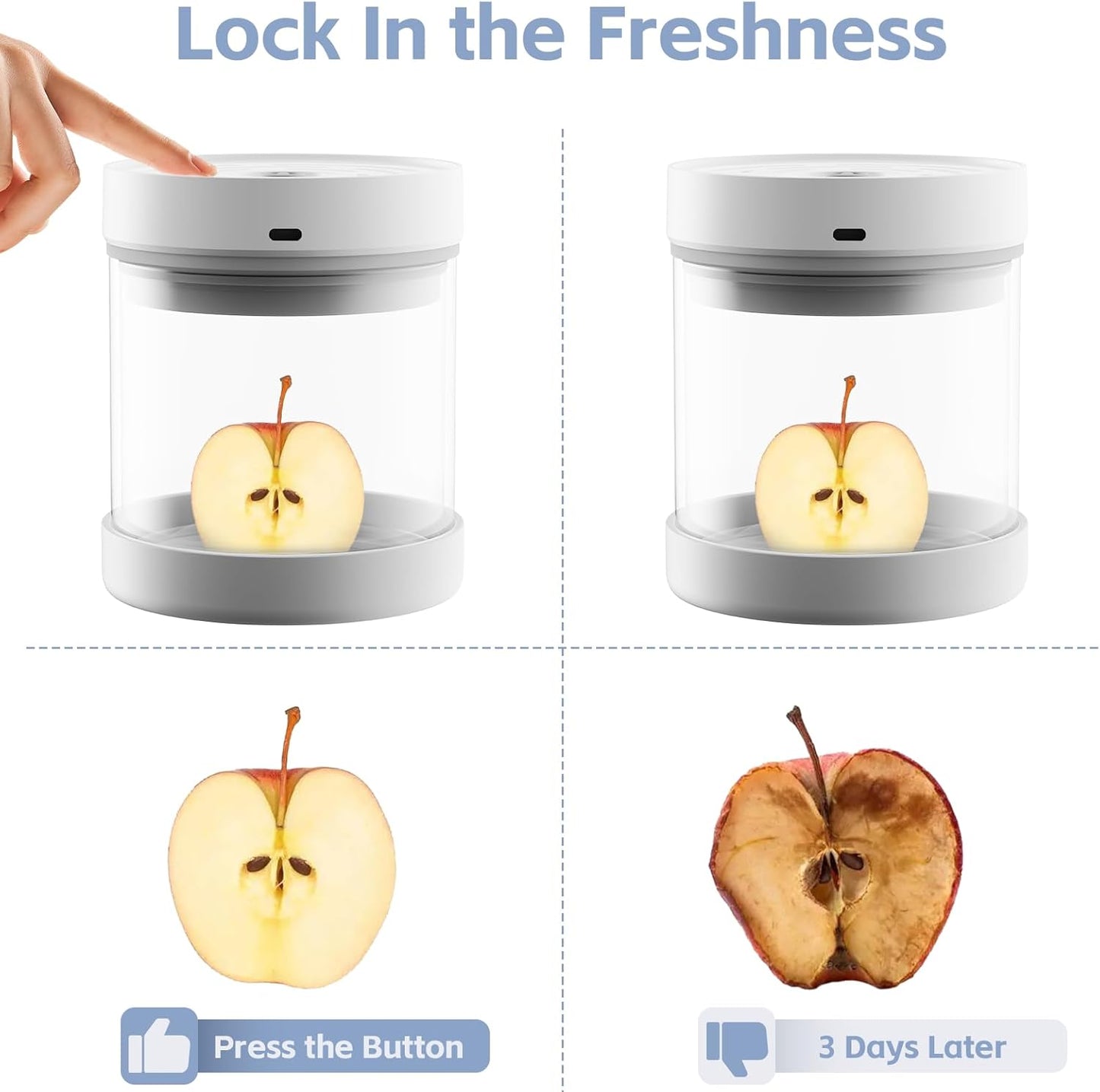 Auto Vacuum Coffee Container, 700ML/10oz Airtight Food Storage Containers, Coffee Bean Storage Canister, Glass Storage Jars for Beans & Food