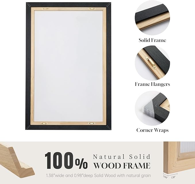 Framed Black and White Abstract Wall Art, 2 Piece Modern Canvas Prints - Image 6
