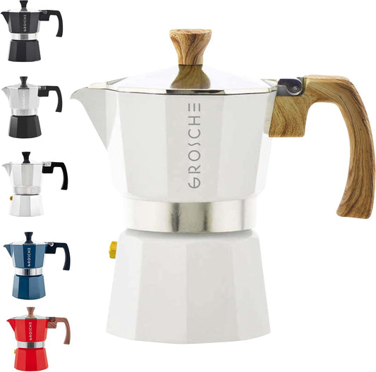 GROSCHE Milano Moka Stovetop Espresso Coffee Maker (3 Cup / 150 ml, White)