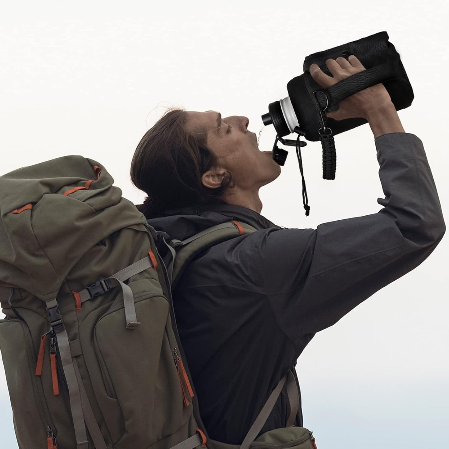 NATURE PIONEOR Insulated Water Bottles with Straw - 64oz Stainless Steel Vacuum Bottle with Holder/Carrier/Sleeve - Reusable 18/8 Food Grade Half Gallon Water Jug