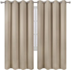 LEMOMO Blackout Curtains 66 x 72 Inch Long Khaki Curtains Set of 2 Panels Room - Image 2
