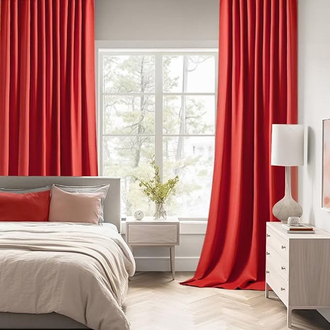 MIULEE Christmas Red Back Tab Blackout Curtains 120 Inch Long 2 Panels Set - Image 2
