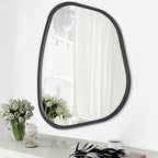 Black Asymmetrical Mirror Irregular Oval Wall Mirror Modern Wood Frame Unique by HLFMVWE