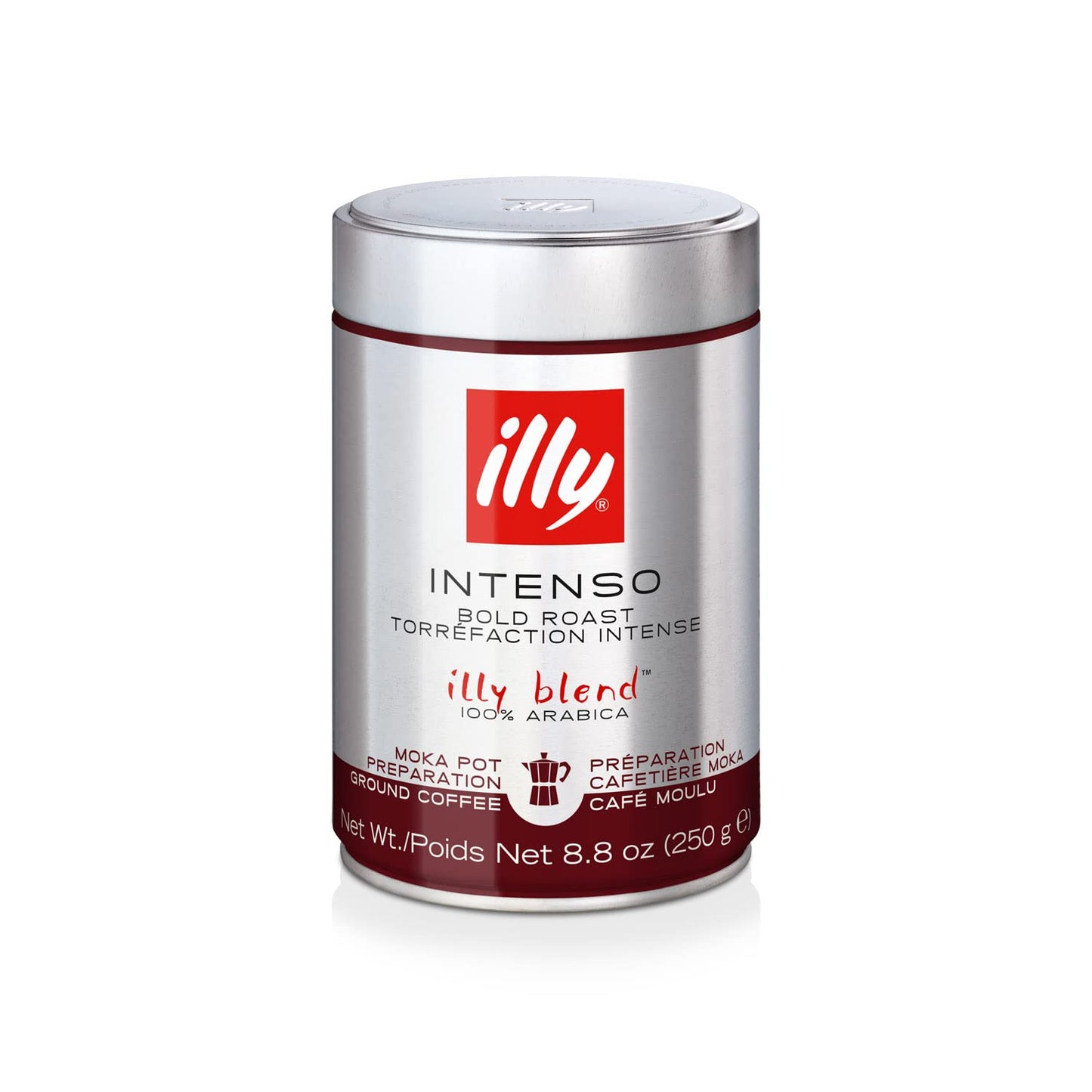 illy Ground Coffee Moka - 100% Arabica Flavored Coffee Ground - Rich Aromatic Coffee Grounds Profile – Intenso Dark Roast – Warm Notes of Cocoa & Dried Fruit - No Preservatives – 8.8 Ounce