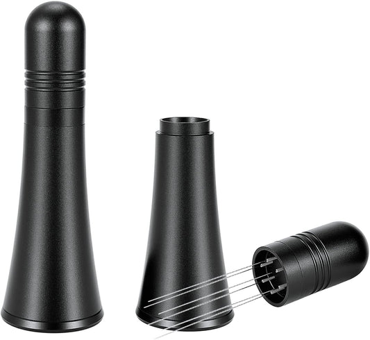 IKAPE WDT Tools, Espresso Stirrer Distribution Tool for Barista, 0.25mm 6 Needles Espresso Coffee Stirrer with Stand and Extra 6 Needles (Black)