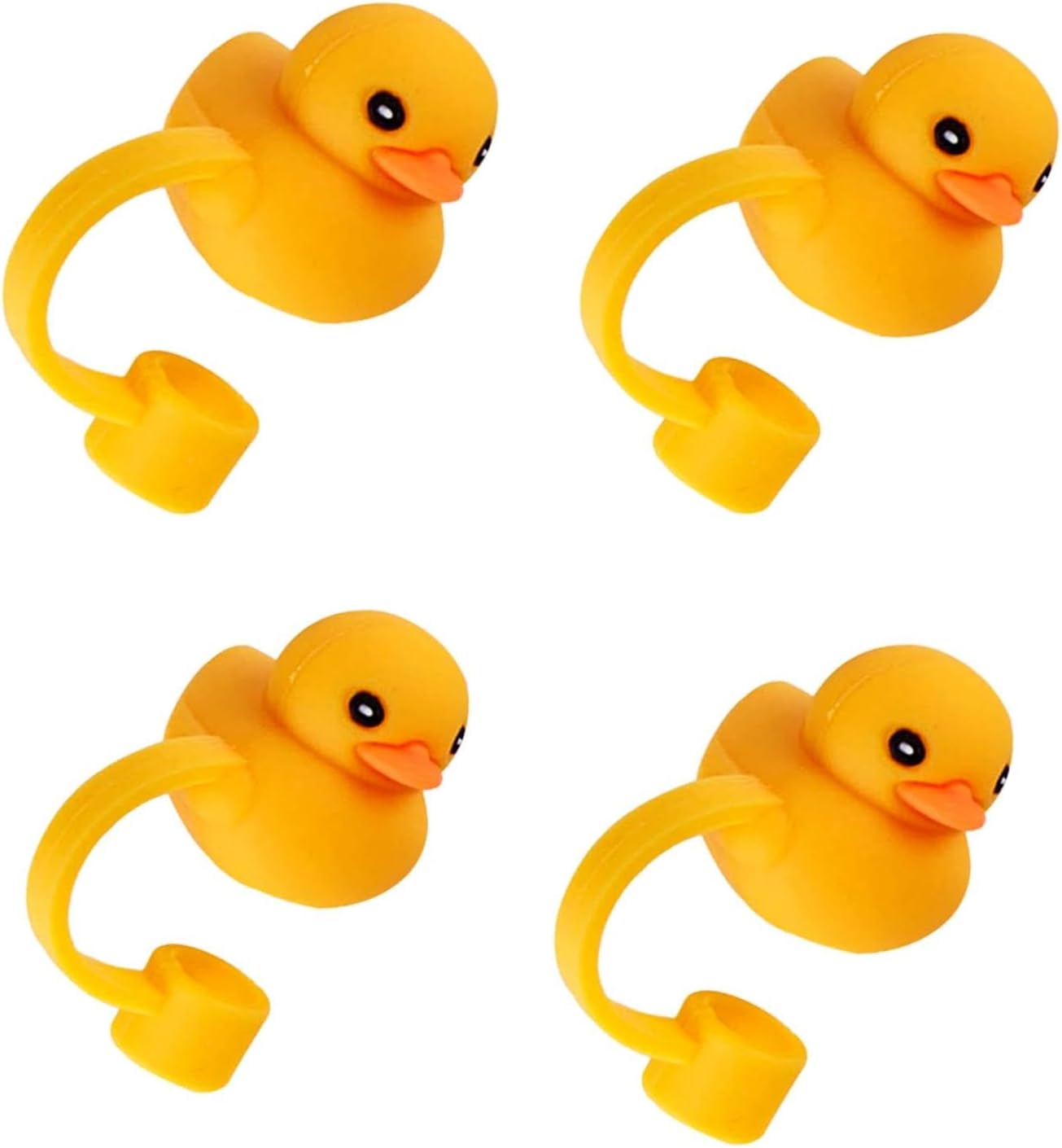 4Pcs Yellow Duck Shape Cute Cartoon Straw Silicone Straw Plug, Straws Decorative Cap Staw Tips Bottle Accessories Kitchen Utensils and Gadgets