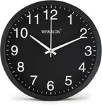 WISKALON 10 inch Wall Clock, Silent Non-Ticking Elegant Black Frame Wall Clock by WISKALON