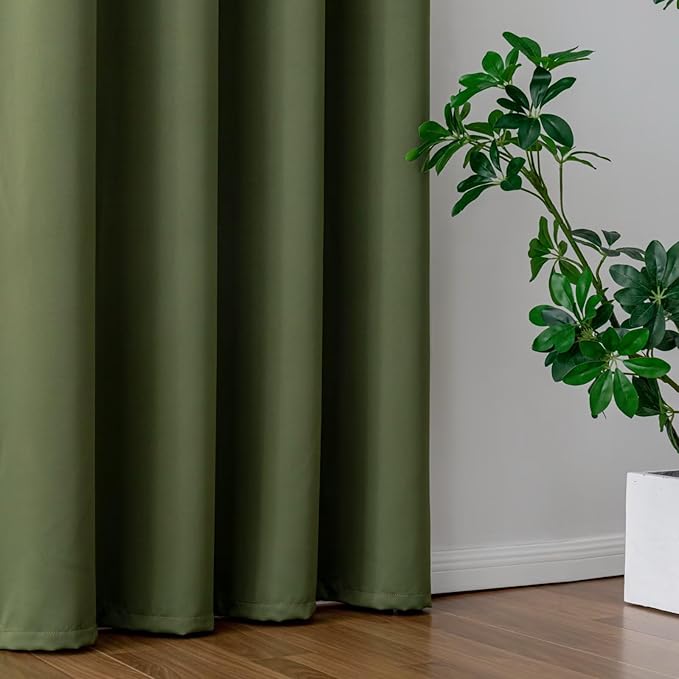 IGEMAEVE Olive Green Curtains 96 Inch Length 2 Panels Set, Light Filtering - Image 5