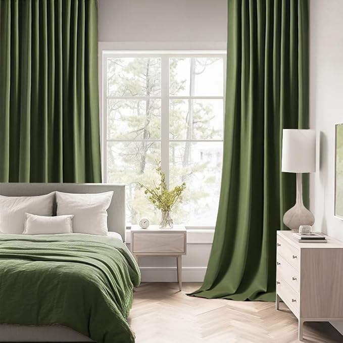 MIULEE Olive Green Back Tab Blackout Curtains 90 Inches Long 2 Panels Set - Image 2