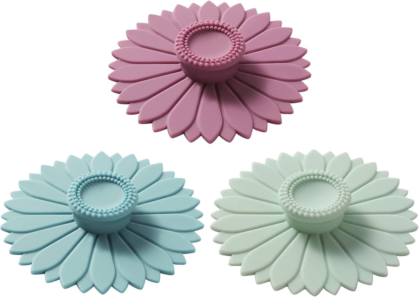 Sunflower Silicone Cup Covers (Set of 3) ， Multicolored Silicone Lids for Mugs, Cups, Tea Pots,Flexible Mug Covers，Hot Cup Lids for Coffee & Tea