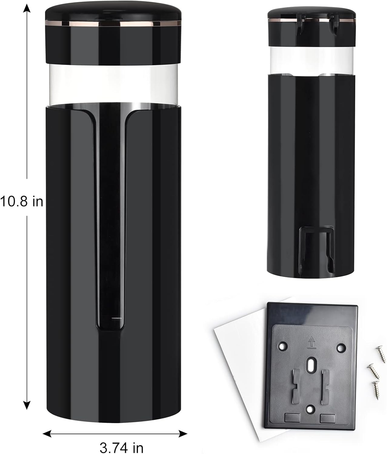 Cup Dispenser, Wall Mount Water Cooler Cup Dispenser fits 4-7 oz Disposable Paper and Plastic Cups, Pull Type Cup Holder for Bathroom, Office, Break Room, Gym, Black