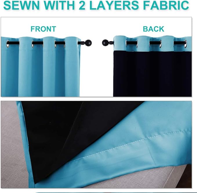 NICETOWN Teal Blue Full Shade Curtain Panels, Pair of Thermal Insulated & - Image 5