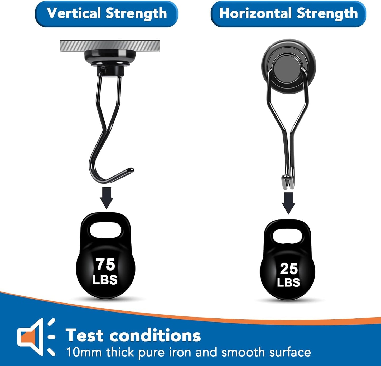 LOVIMAG Hooks, 75lbs+ Magnetic Magnet Hook 2025 Cruise Cabin Ship Essentials Heavy Duty Strong Refrigerator Fridge Hanging for Classroom Beach Vacation Kitchen Grills Home Mug Hanger (8 Pack), Black