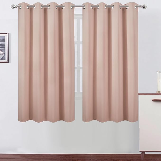 LEMOMO Blush Blackout Curtains 52 x 63 Inch Length/Set of 2 Curtain by Lemomo